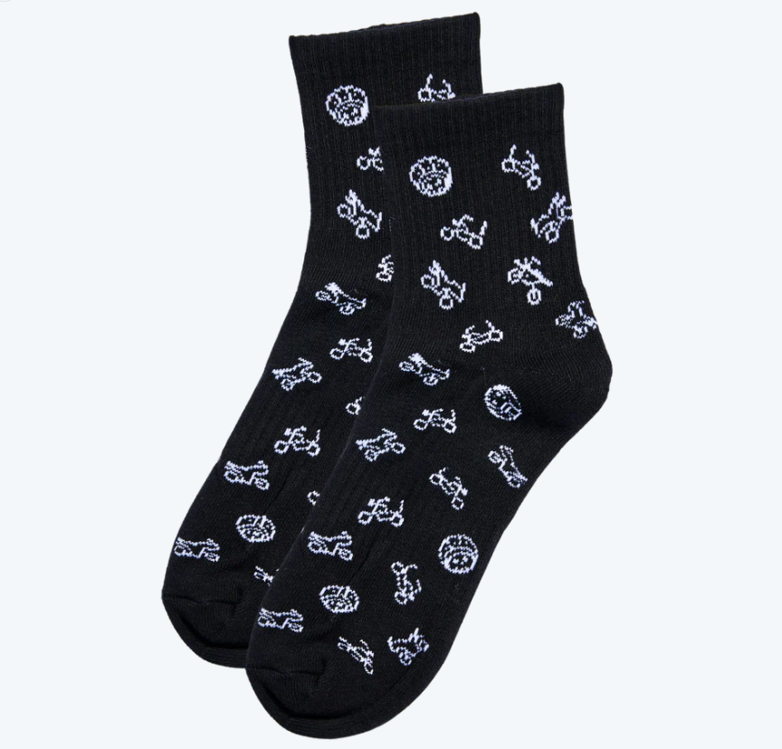 Skulls and Bikes Socks Black NBW