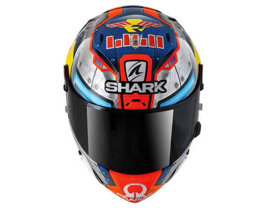 Shark Race-R Pro GP Carbon Martinator Signature Blue Chrom Orange Motorcycle top view
