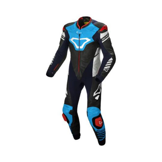 Macna Tracktix Black/White/Blue One Piece Motorcycle Track Suit main