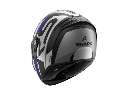 Shark Spartan RS Carbon Shawn Matt Black Grey Blue Helmet rear view