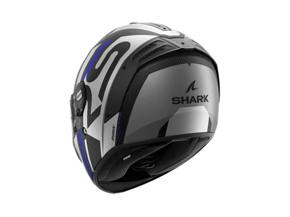 Shark Spartan RS Carbon Shawn Matt Black Grey Blue Helmet rear view