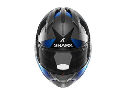 Shark Spartan RS Carbon Shawn Matt Black Grey Blue Helmet top view