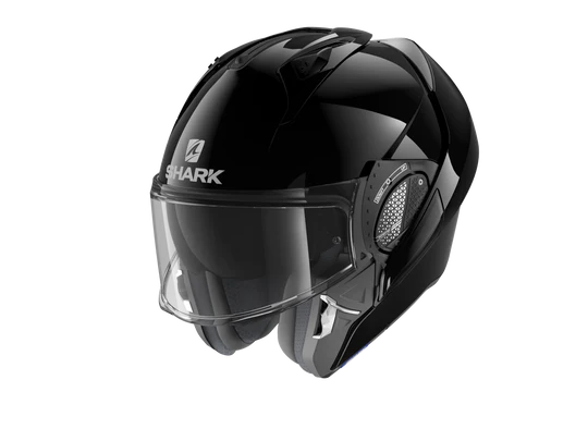 Shark EVO GT Blank Black Modular Helmet with visor open