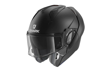 Shark EVO GT Blank Matt Black Modular Helmet visor open front view