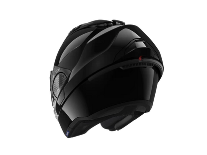 Shark EVO GT Blank Black Modular Helmet rear view visor open