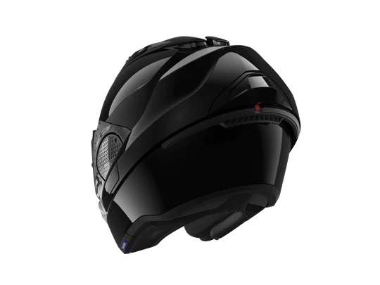 Shark EVO GT Blank Black Modular Helmet rear view visor open