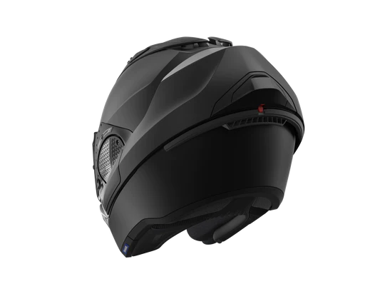 Shark EVO GT Blank Matt Black Modular Helmet visor open rear view