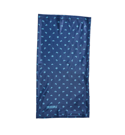 Premium Lycra Headbuff Skull & Bikes Cyan Blue