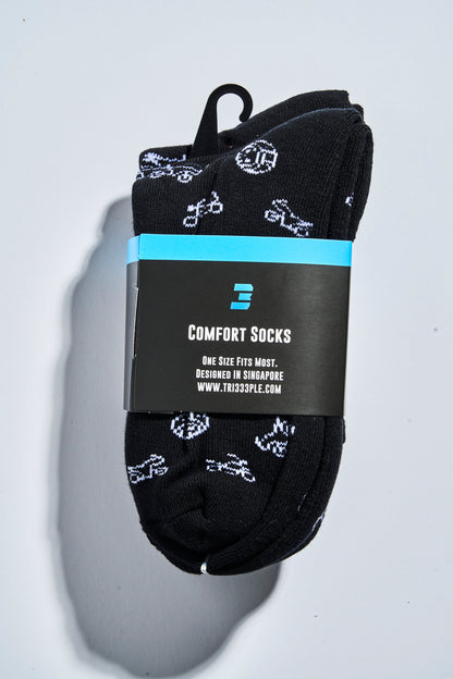 Skulls and Bikes Socks Black (3 Pairs)