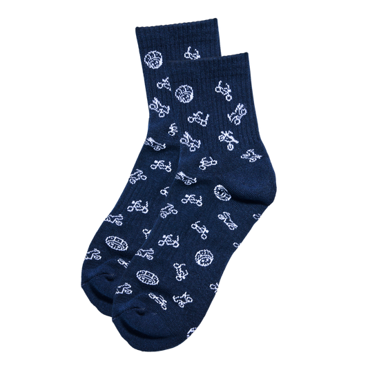 Skull and Bikes Socks Blue (3 Pairs)