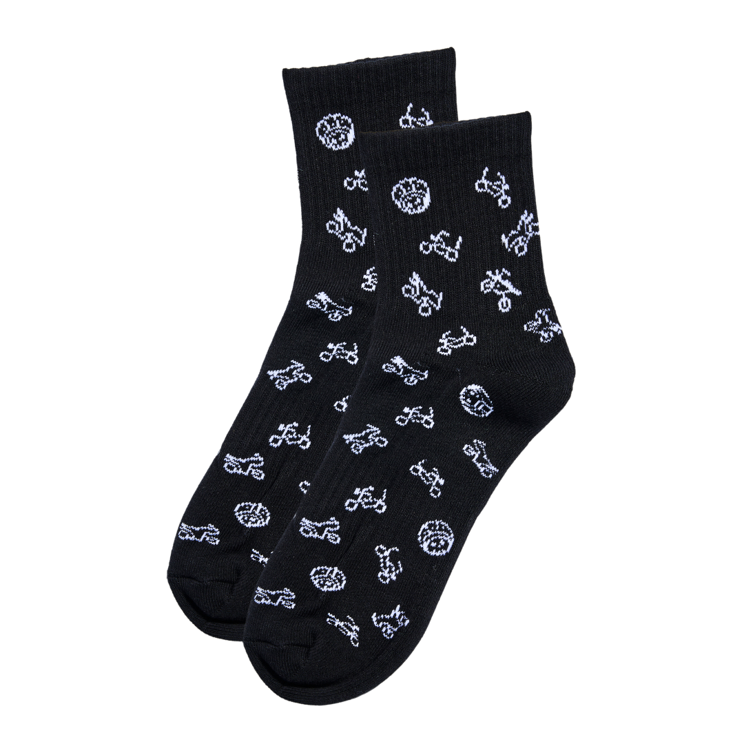 Skulls and Bikes Socks Black (3 Pairs)