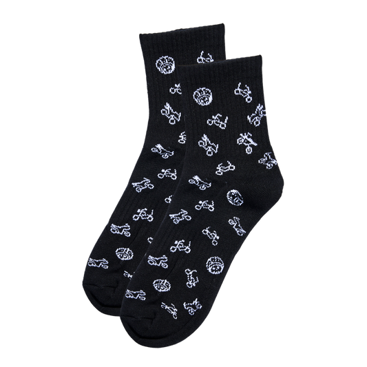Skulls and Bikes Socks Black (3 Pairs)