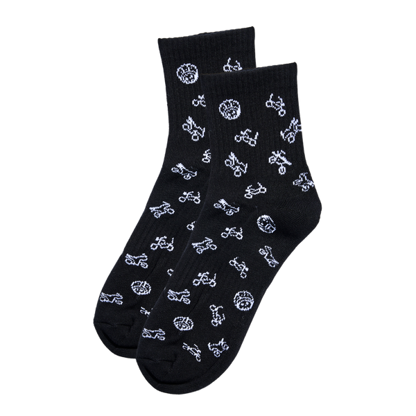 Skulls and Bikes Socks Black (3 Pairs)