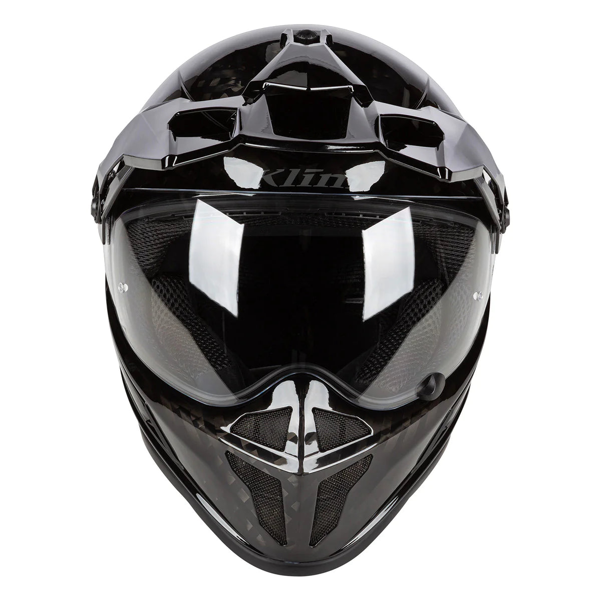 Klim Krios Karbon Adventure Gloss Karbon Black Helmet motorcycle front view