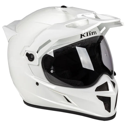 Klim Krios Karbon Adventure Gloss White Helmet front side view