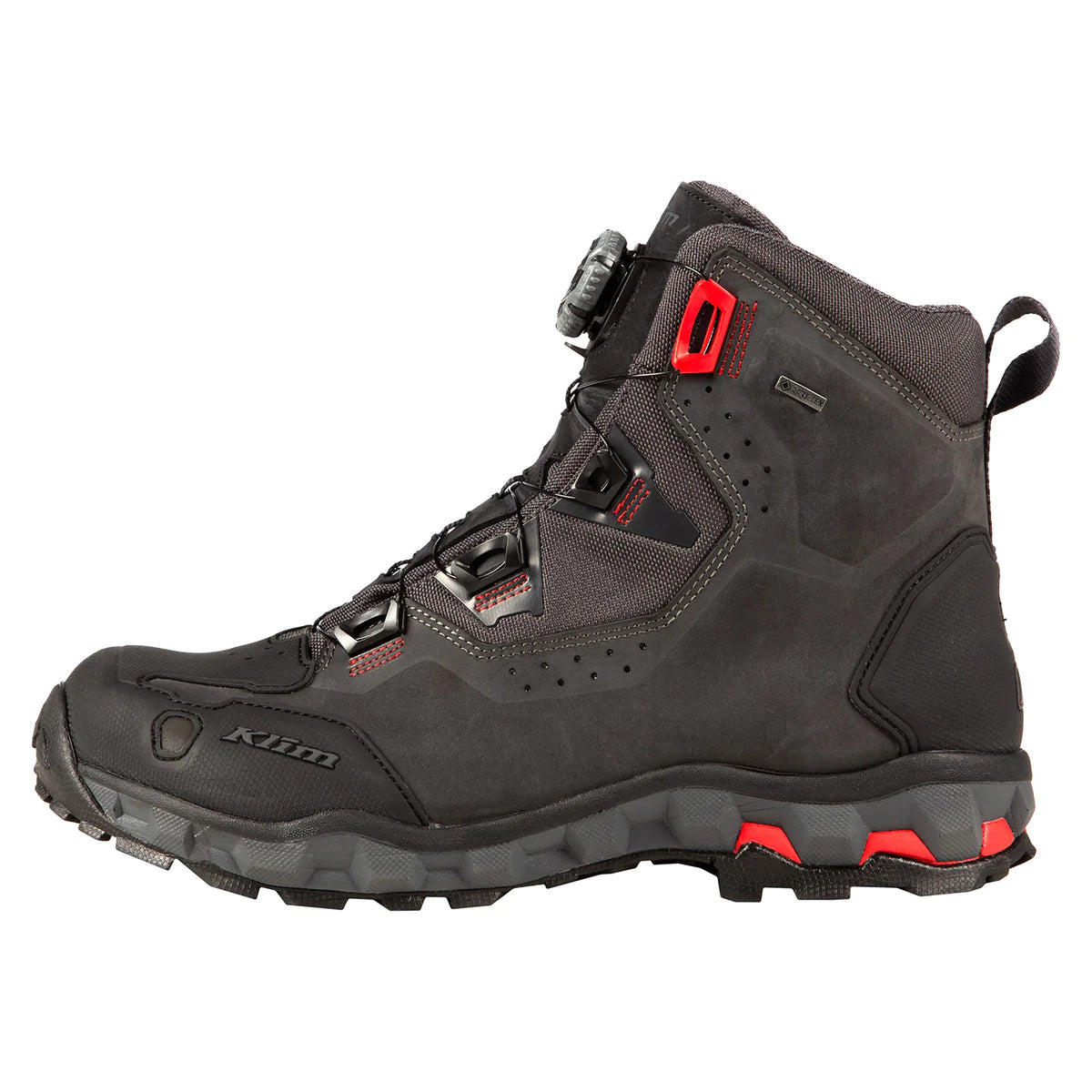 Klim Outlander GTX Boot Asphalt - High Risk Red for motorcycle riding left side view
