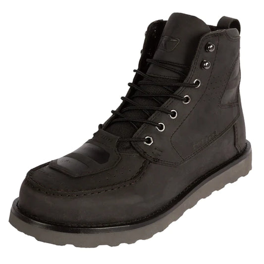 Klim Blak Jak Leather Gunmetal Black Boot for motorcycle riding front view