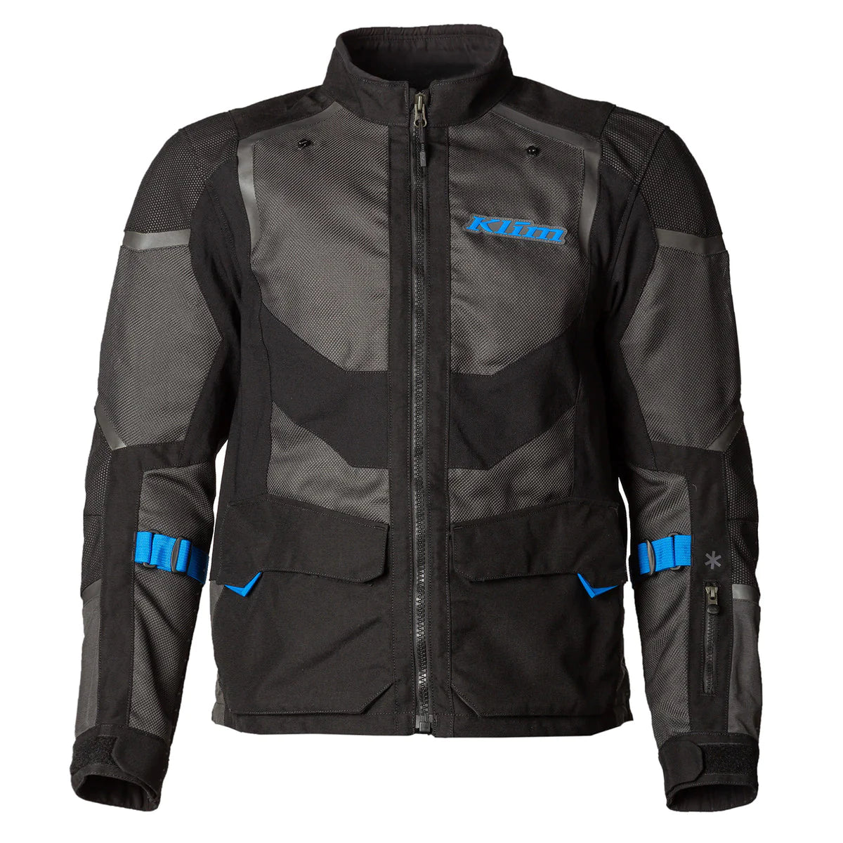 Klim Baja S4 Black - Kinetik Blue Motorcycle Riding Jacket Front view