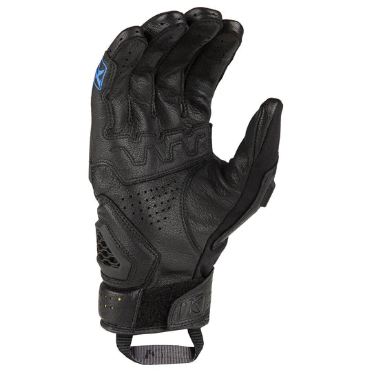 Klim Baja S4 Glove Black Kinetik Blue Glove for riding motorcycles back view