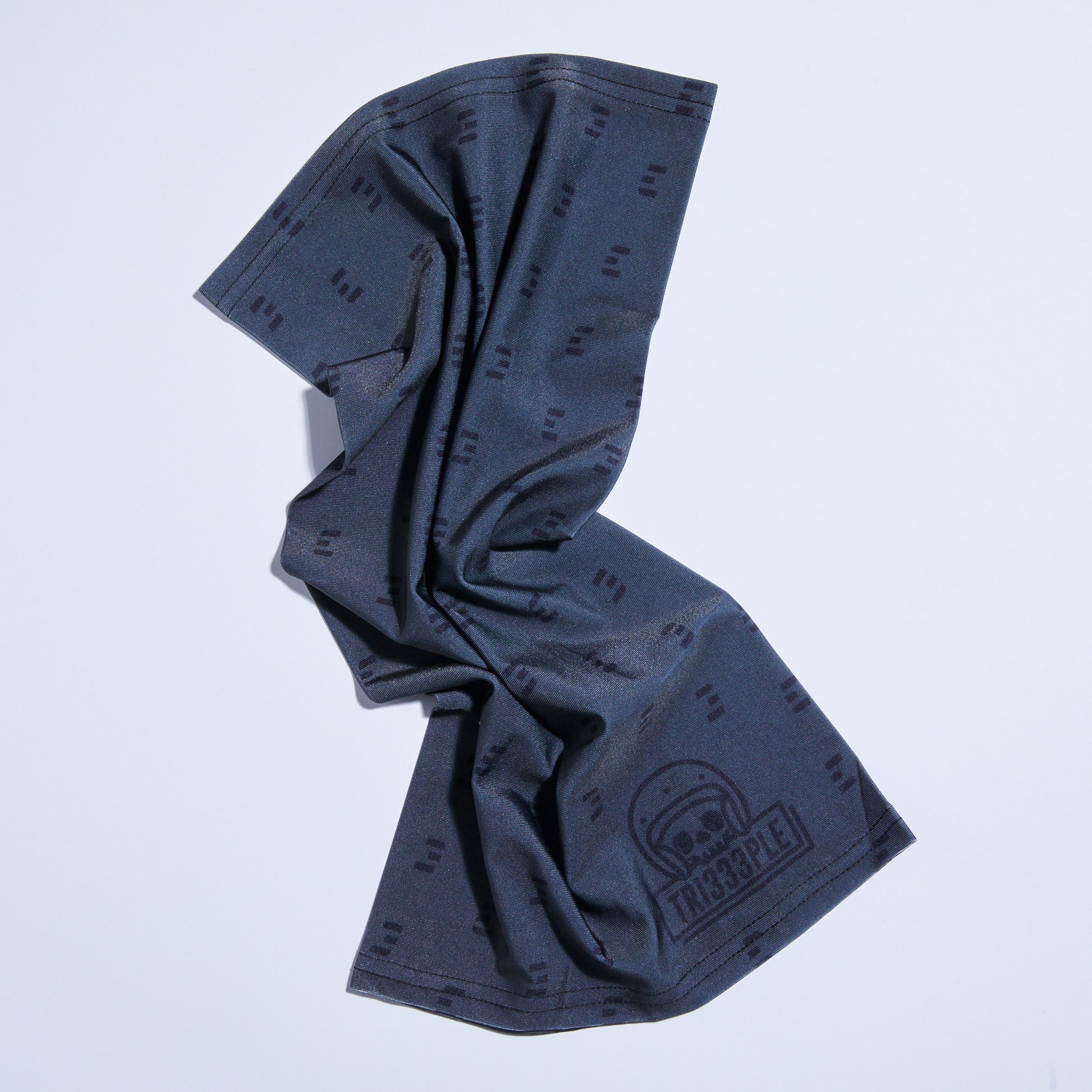 tri333ple lycra headbuff for motorcycle skully blacked out crumpled