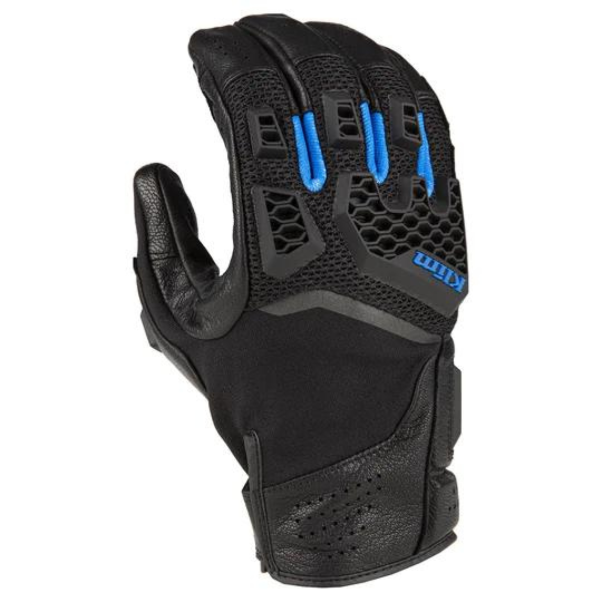 Klim Baja S4 Glove Black Kinetik Blue Glove for motorcycles front view