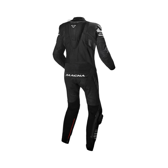 Macna Tracktix Black/White One Piece Motorcycle Track Suit rear view
