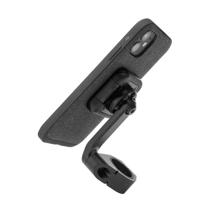 Peak Design Motorcycle Bar Mount Phone Holder with mobile phone mounted