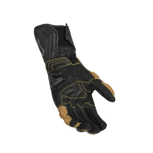 Macna Powertrack Black/ Gold Glove for motorcycle track rear view