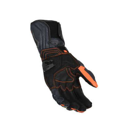 Macna Powertrack Black/ Orange/ Dark Blue Glove for motorcycle track gear rear view
