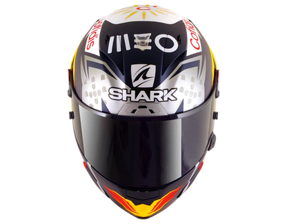 Shark Race-R Pro GP Carbon Oliveira Signature Blue Silver White motorcycle top view