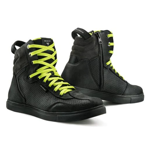 Shima REBEL WP Black Waterproof Shoes for Motorcycle Riding with Hi vis shoe lace