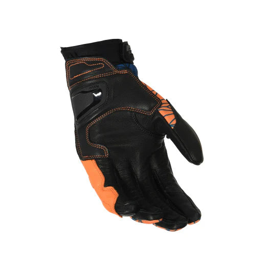Macna Rocco Black/ Orange/ Dark Blue Glove for motorcycles rear view