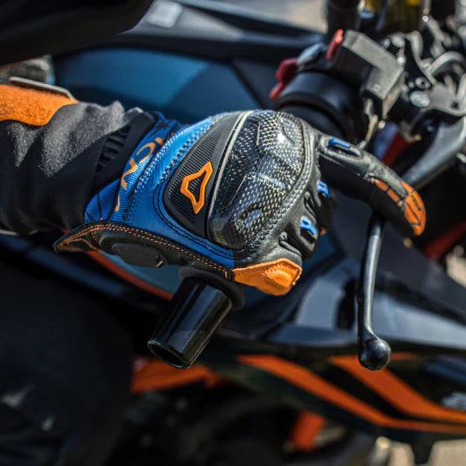 Macna Rocco Black/ Orange/ Dark Blue Glove for motorcycles while riding
