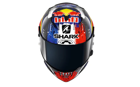 Shark Race-R Pro Carbon Zarco Chakra Blue Red Helmet Motorcycle Top View