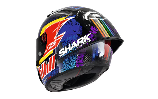 Shark Race-R Pro Carbon Zarco Chakra Blue Red Helmet Motorcycle Rear View