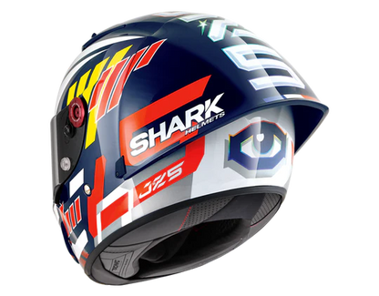 Shark Race-R Pro GP Carbon Zarco Signature Blue White Red Motorcycle rear view