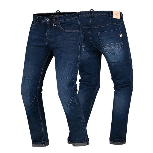 Shima DEVON Men Dark Blue Reinforced Jeans for motorcycles front and rear view