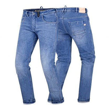 Shima DEVON Men Blue Reinforced Jeans for motorcycle riding front and rear view