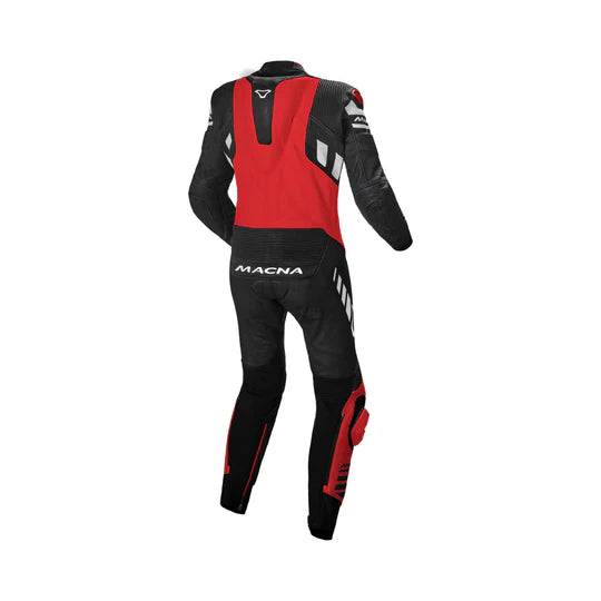 Macna Tracktix Black/Red/White One Piece Motorcycle Track Suit Rear View
